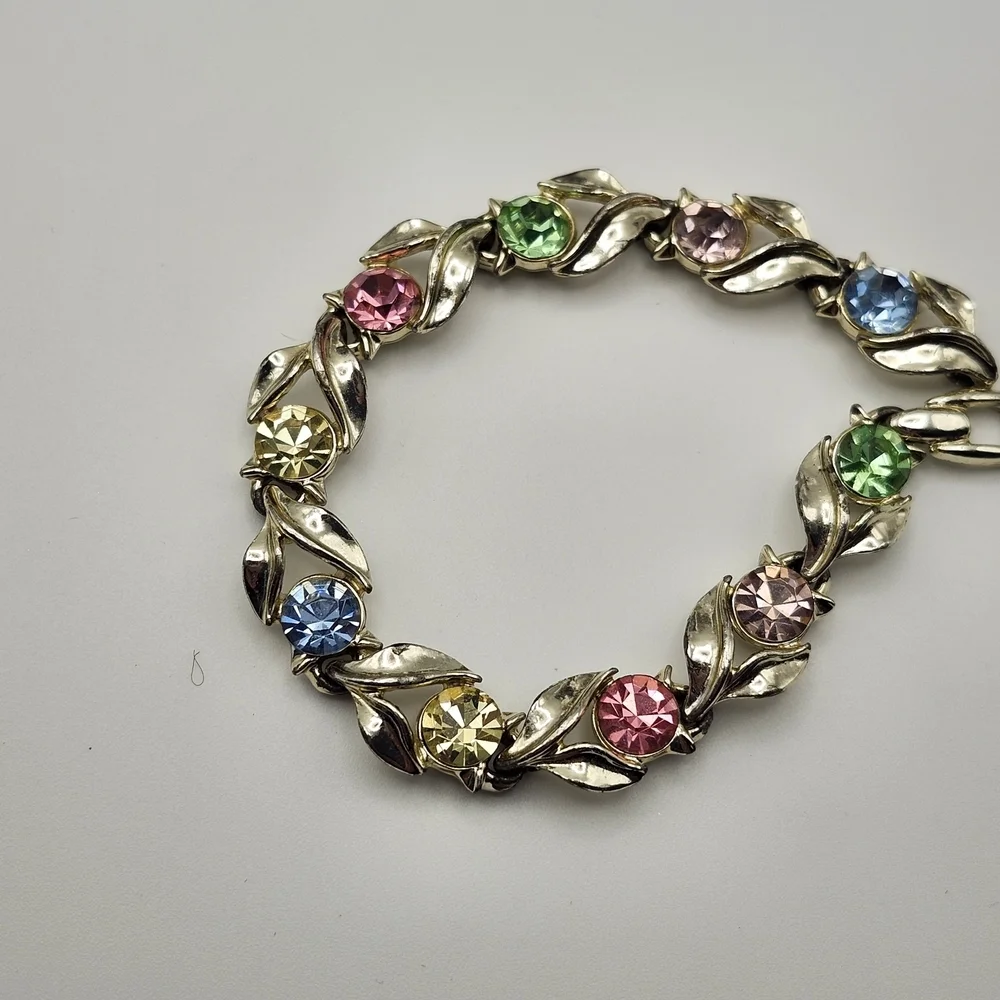 Gold Bracelet with Multi-Color Gemstones